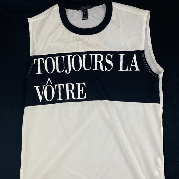 XXI Tank Top Womens Small Black White Striped Toujours La Votre - Picture 1 of 8